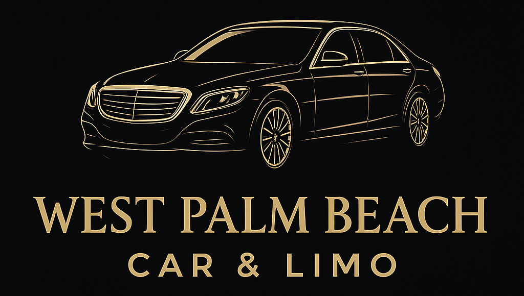 best black car and limo at palm beach airport by west palm beach car and limo logo