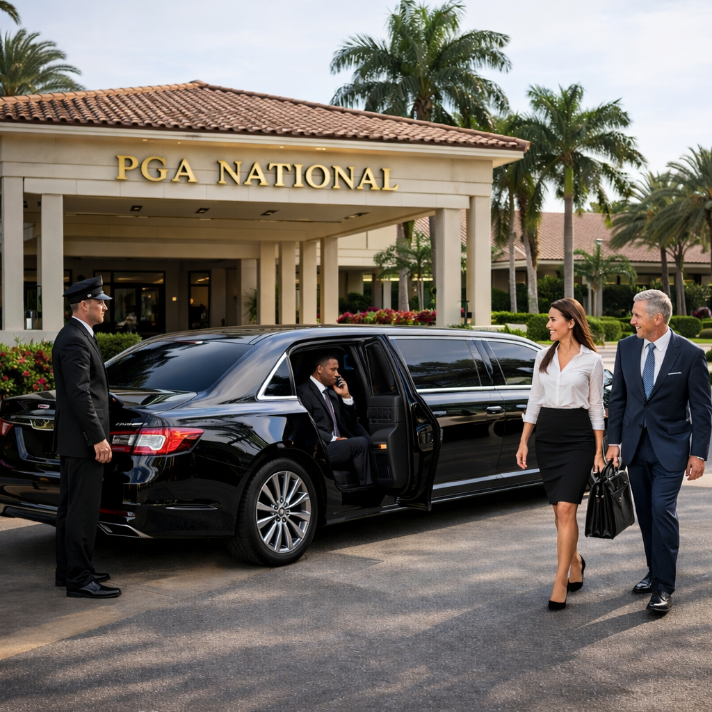 Palm Beach Gardens Limo near pga national resort transportation service to and from pbi fll or miami