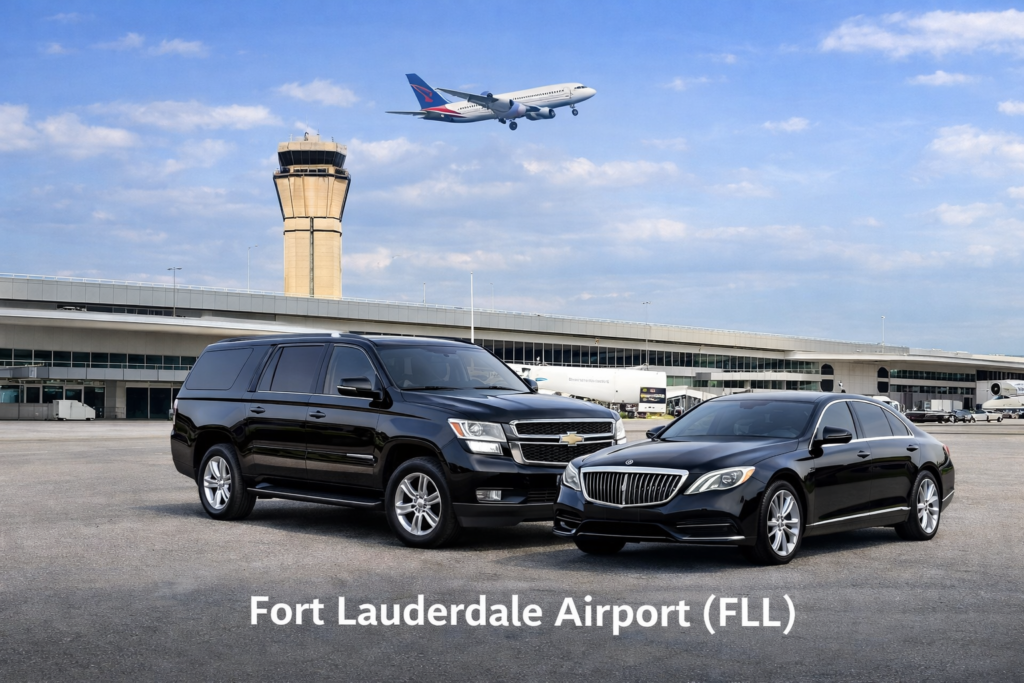 Luxury cars at Fort Lauderdale Airport by West Palm Beach Car & Limo